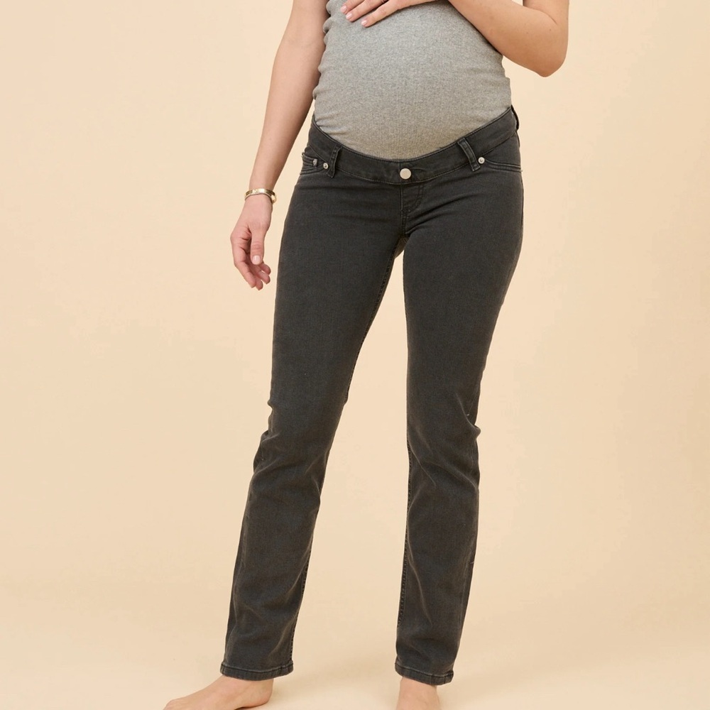 Ilouity Maternity Straight Fit Jeans - Faded Black